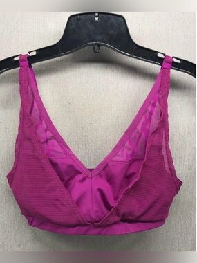 FP Movement by Free People Magenta Mesh V-Neck Bralette